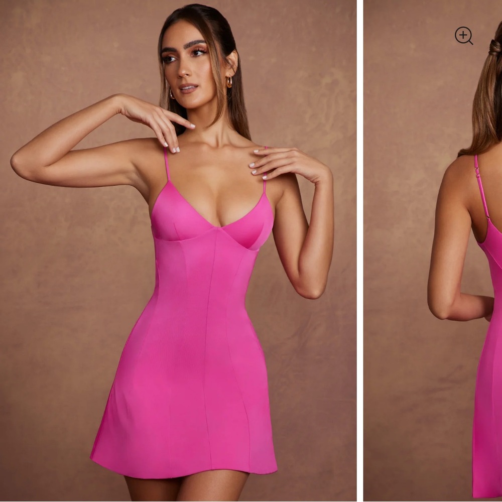 Oh Polly Triangle Cup A-Line Mini Dress - Hot Pink